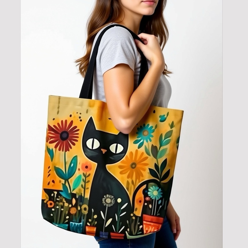 Large Cat shoulder overnight, shopping bags Soft cotton lining w/free gift